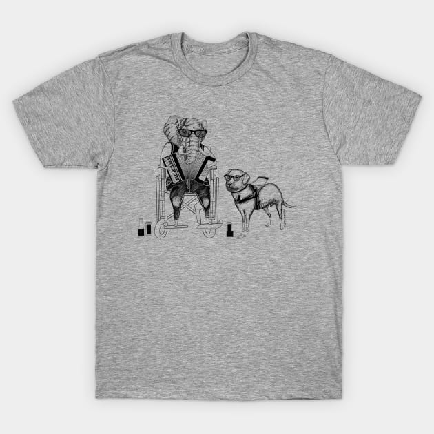 Play It Jumbo! Elephant Labrador Retriever Accordion Wheelchair T-Shirt by BullShirtCo